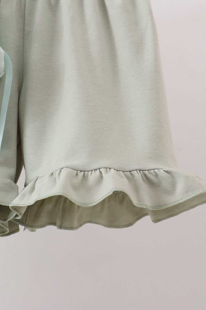 Sage he is risen smocked ruffle shorts set