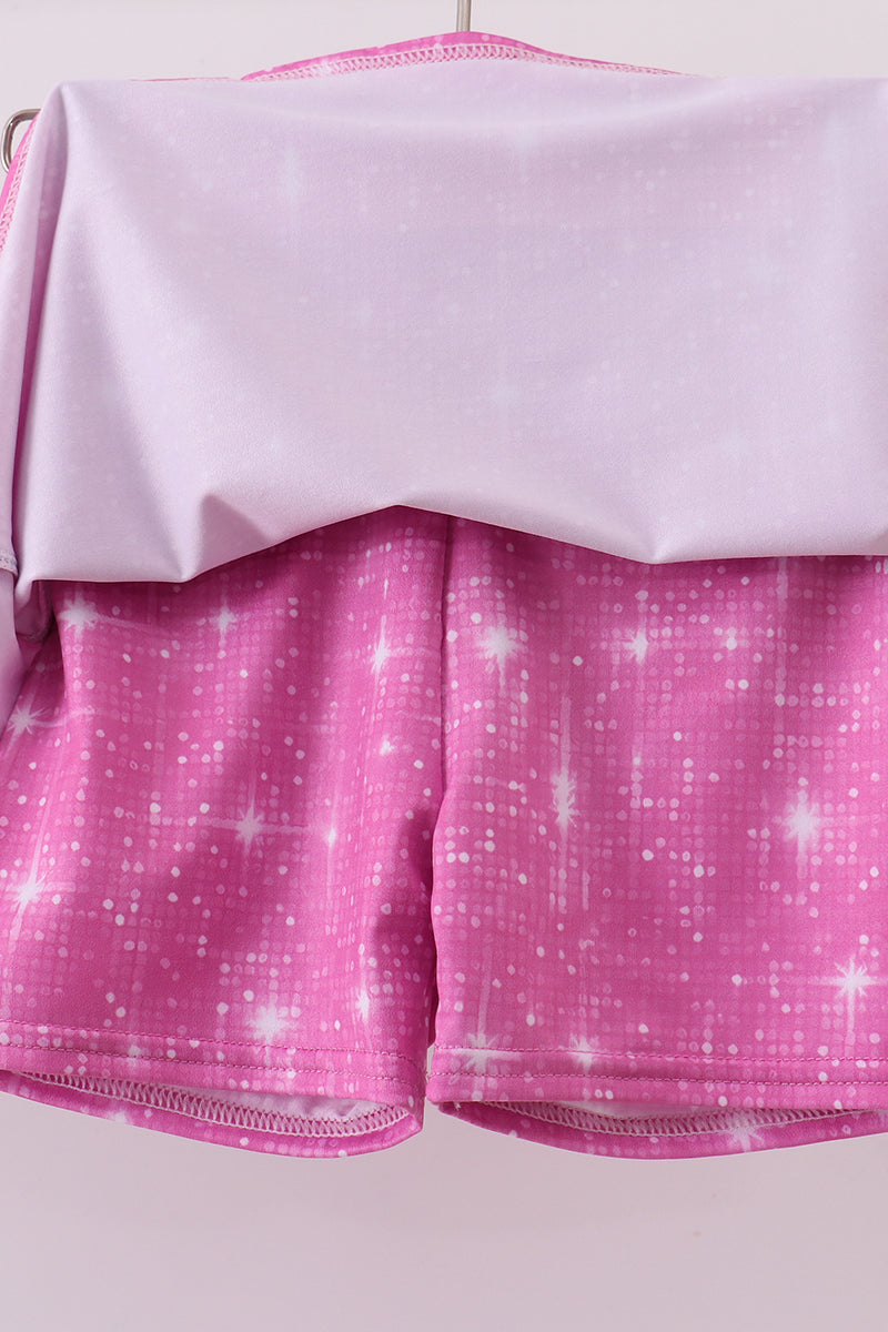 Pink glitter skort set