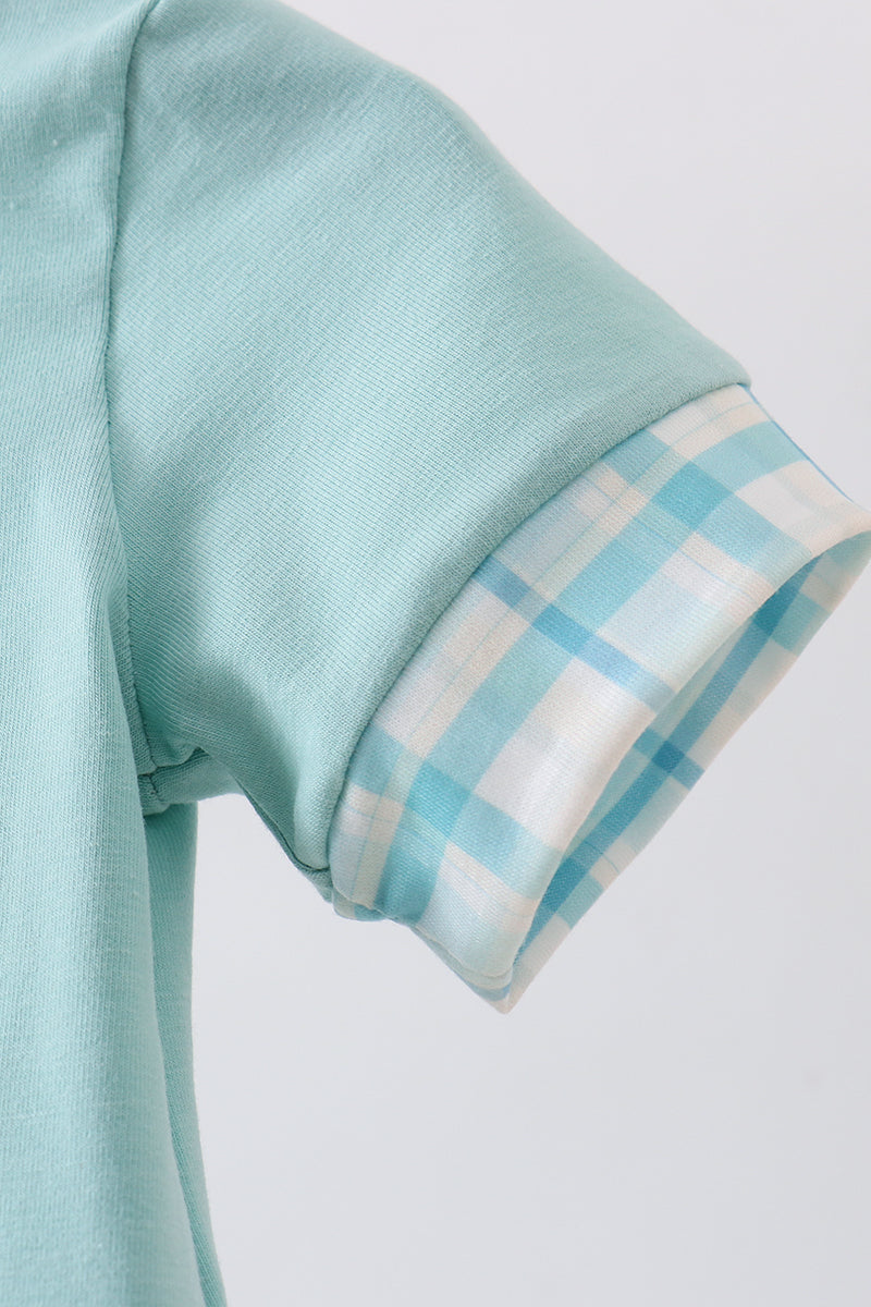 Blue he is risen embroidery romper