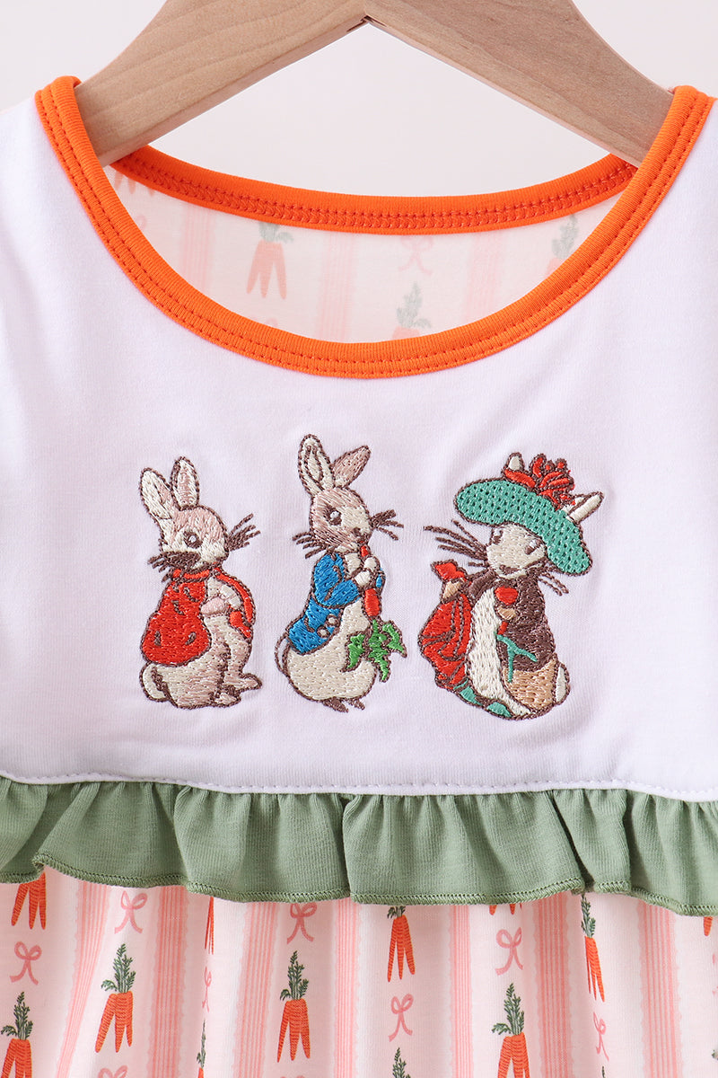 Bunny embroidery ruffle dress