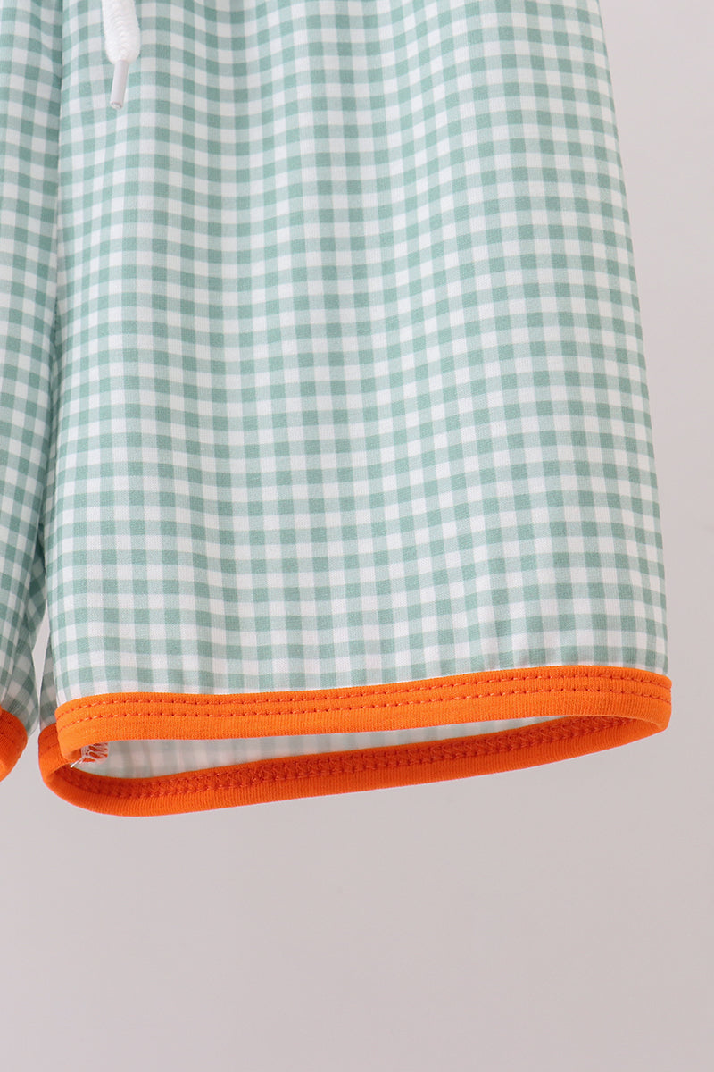 Bunny embroidery gingham shorts set