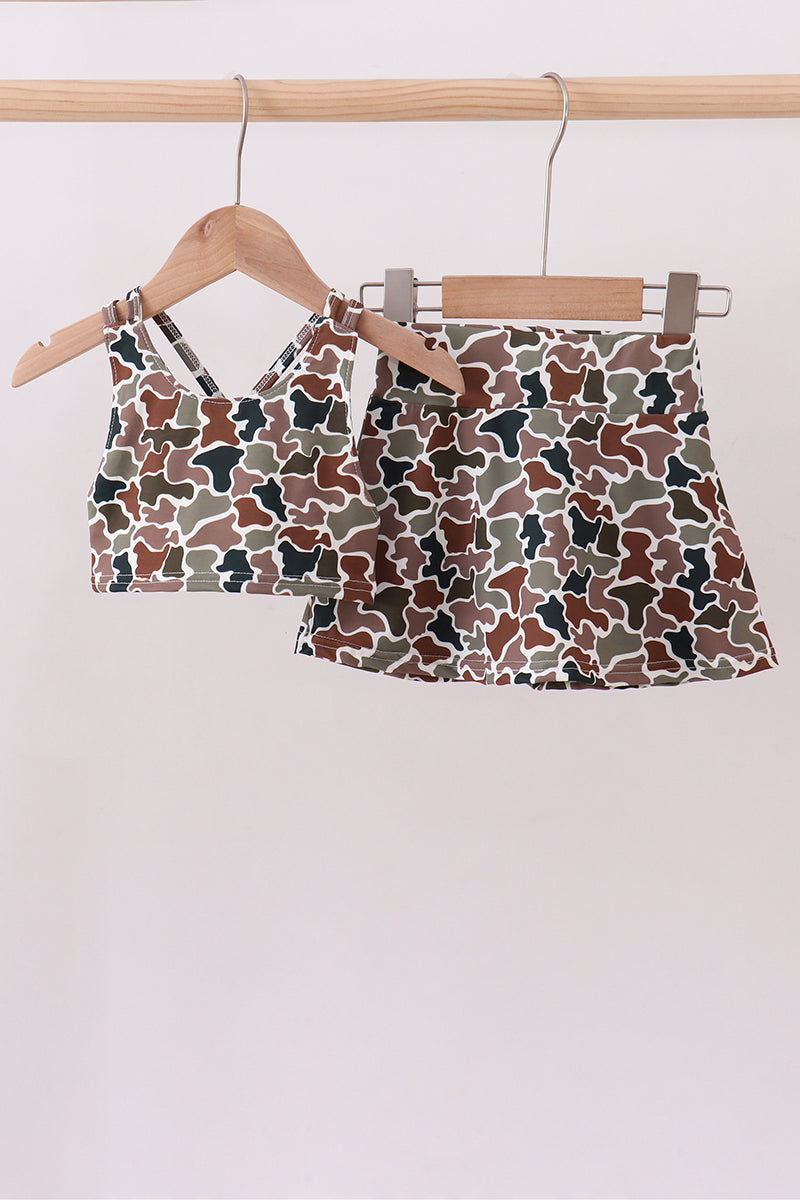 Camouflage girl active skort set