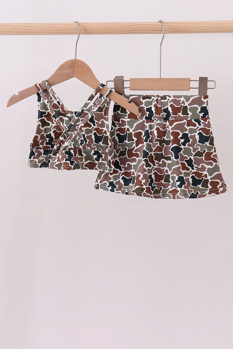 Camouflage girl active skort set