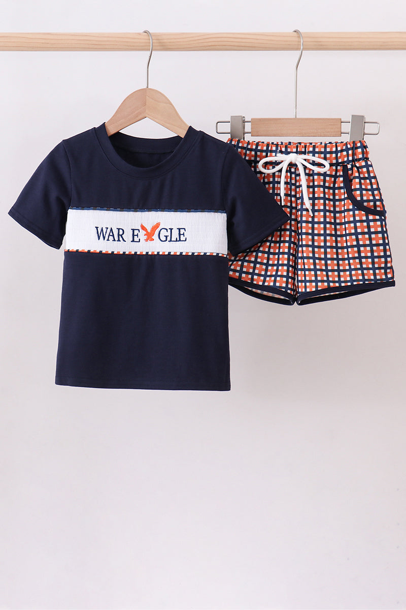 Auburn war eagle smocked short set