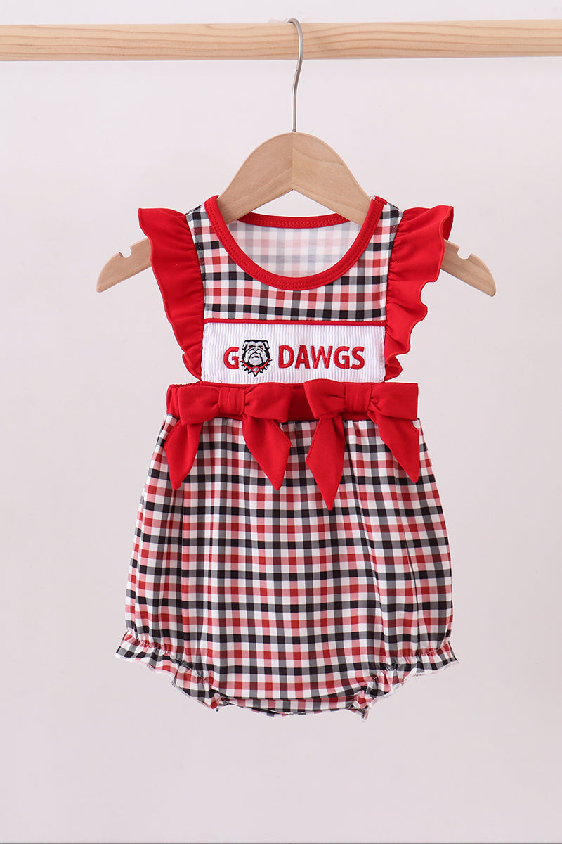 Georgia go dawgs embroidery plaid ruffle bubble