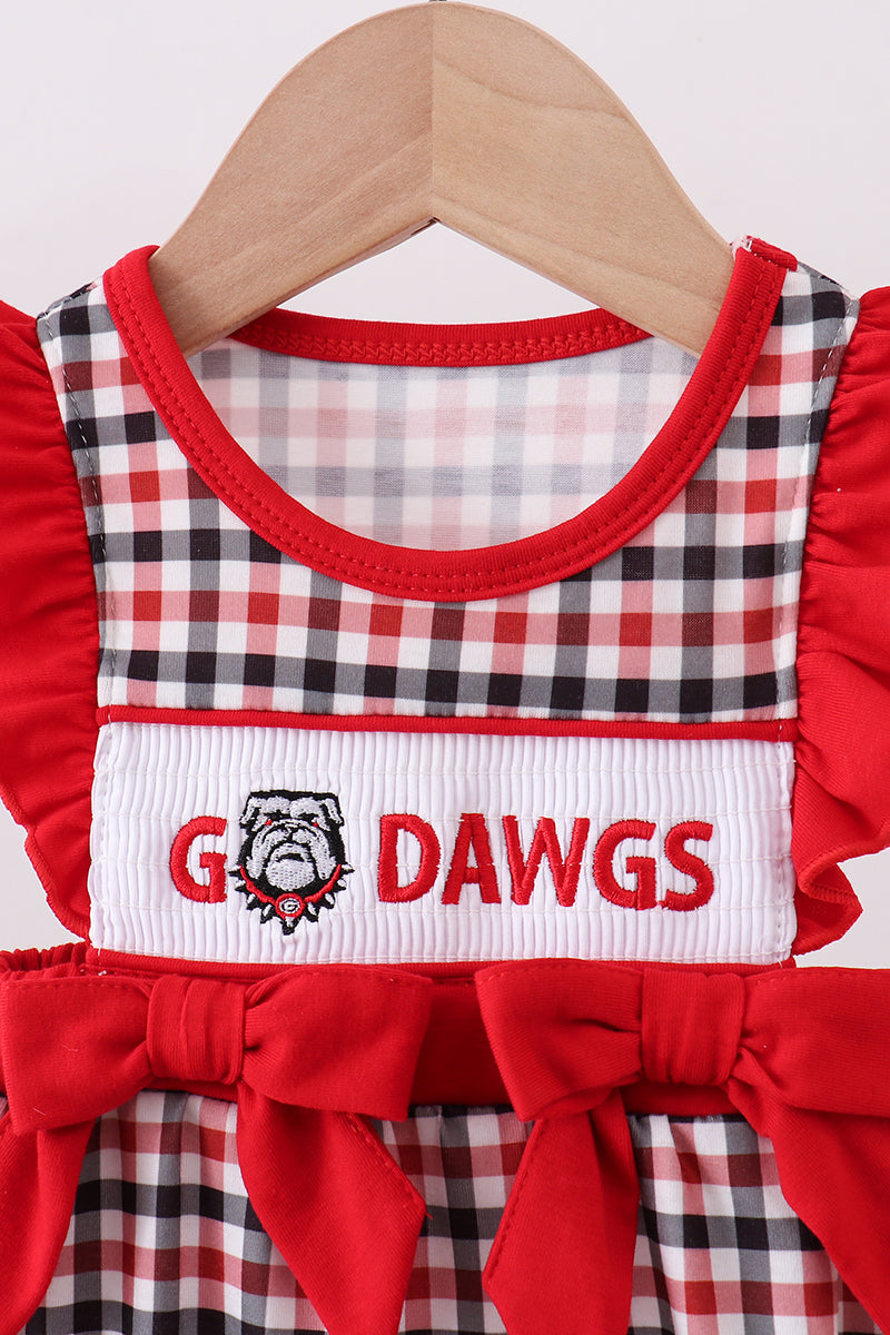 Georgia go dawgs embroidery plaid ruffle bubble