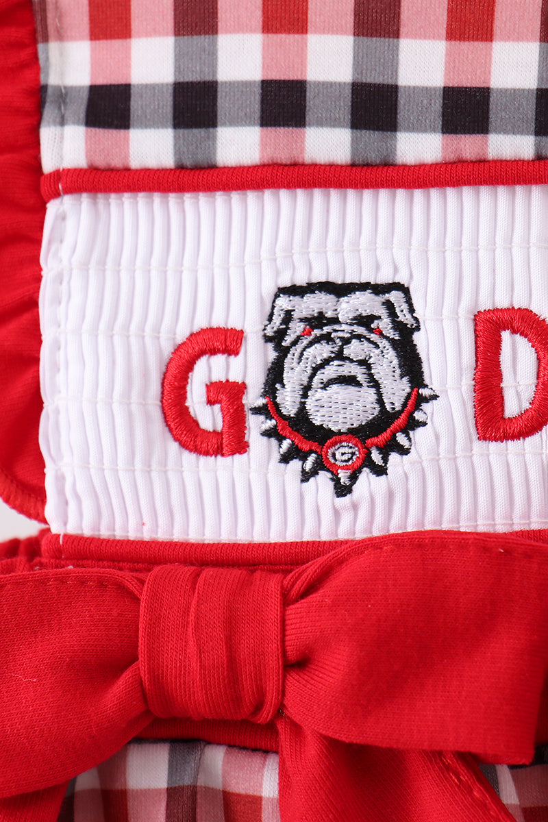 Georgia go dawgs embroidery plaid ruffle bubble