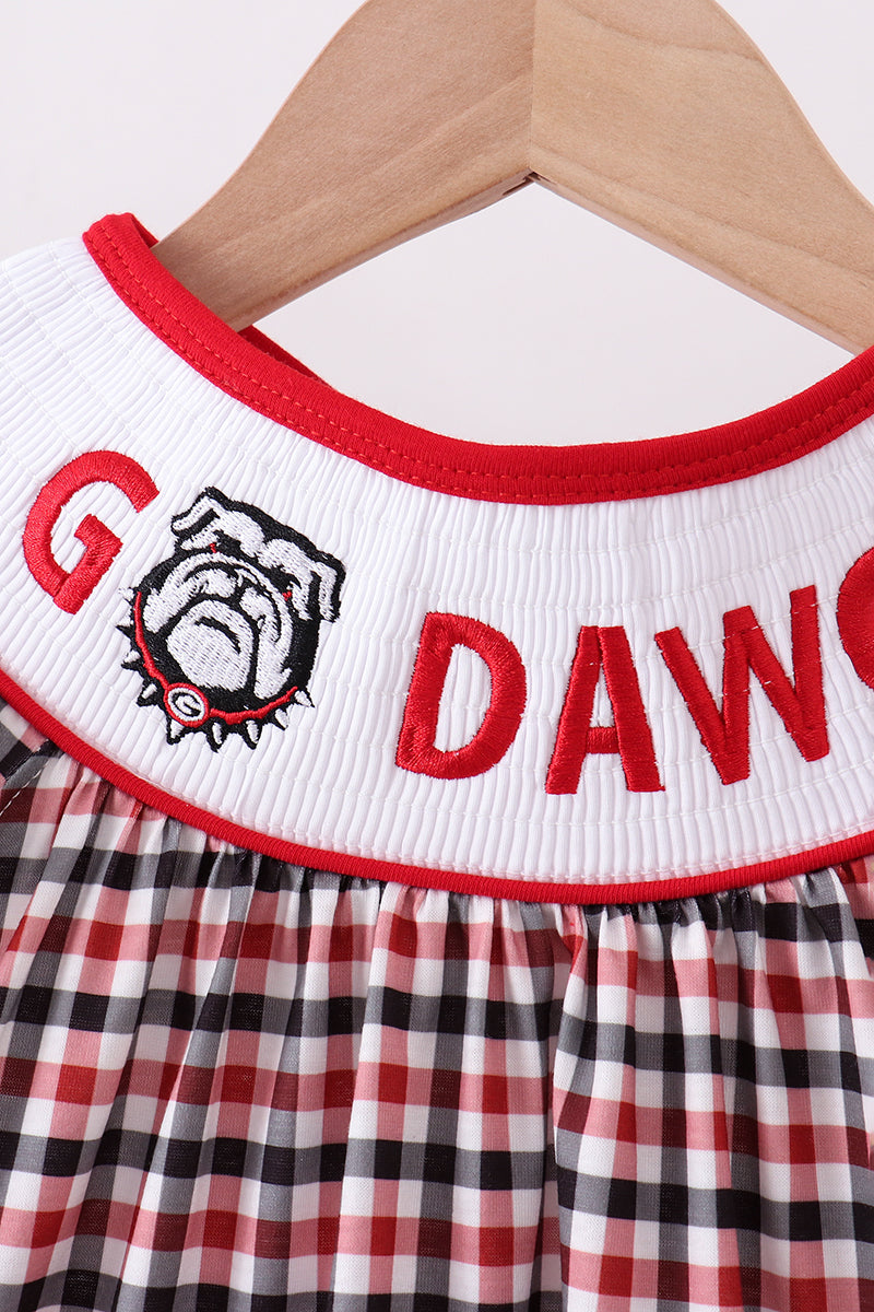 Georgia go dawgs embroidery plaid dress