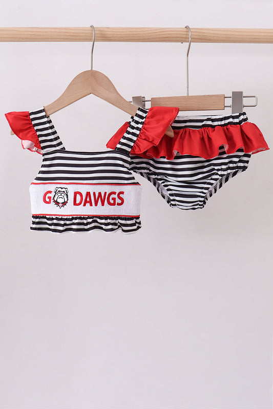 Georgia go dawgs embroidery stripe 2pc swimsuit