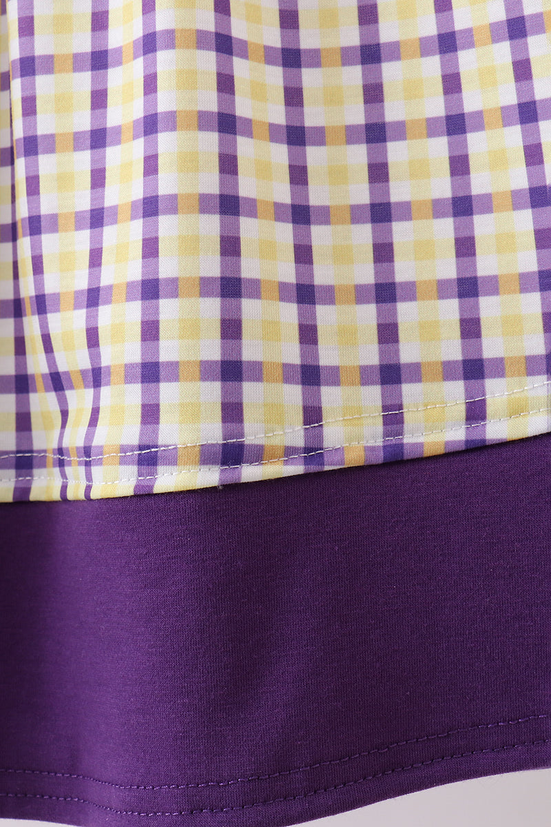 Purple LSU GEAUX smocked dress