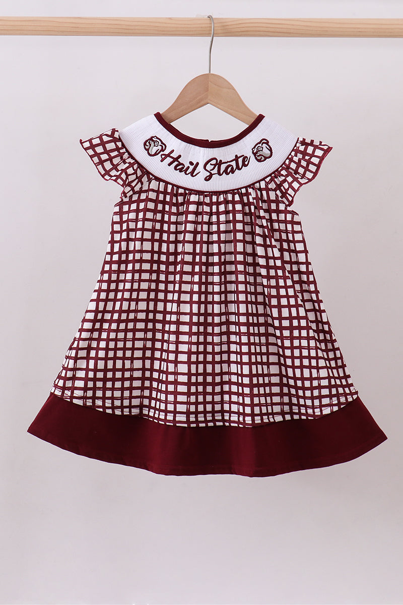 Mississippi Hail State smocked gingham dress