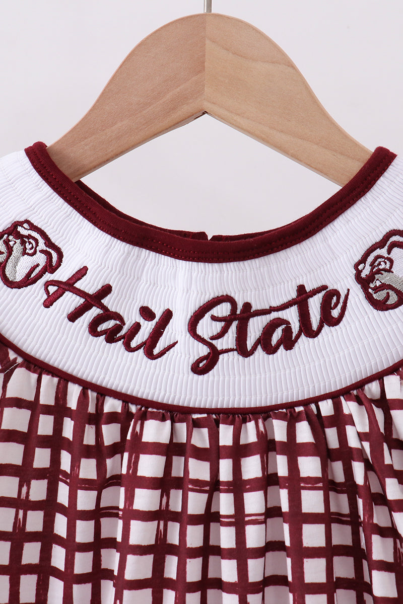 Mississippi Hail State smocked gingham dress