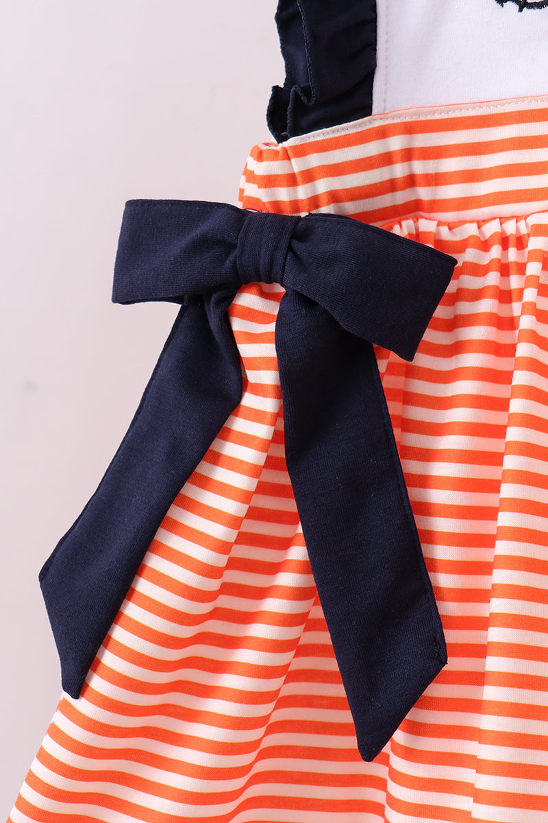 Auburn embroidery ruffle stripe pants set