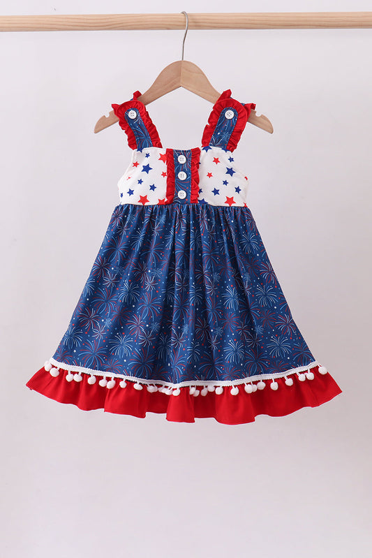 Navy fireworks ruffle dress