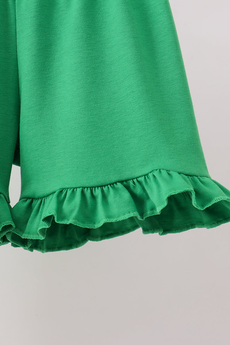 Yellow golf smocked gingham ruffle shorts set