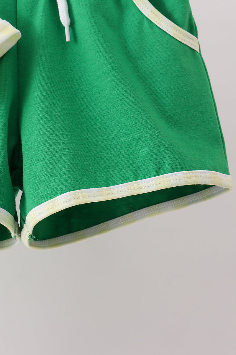 Yellow golf smocked gingham shorts set