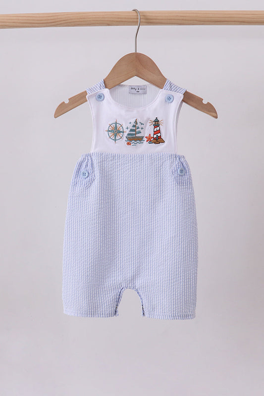 Blue sailboat seersucker jonjon