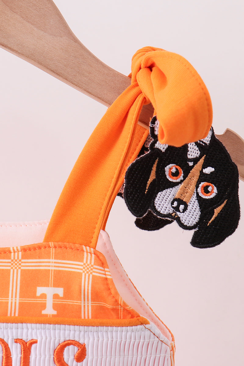 Orange Tennessee go vols embroidery plaid bubble