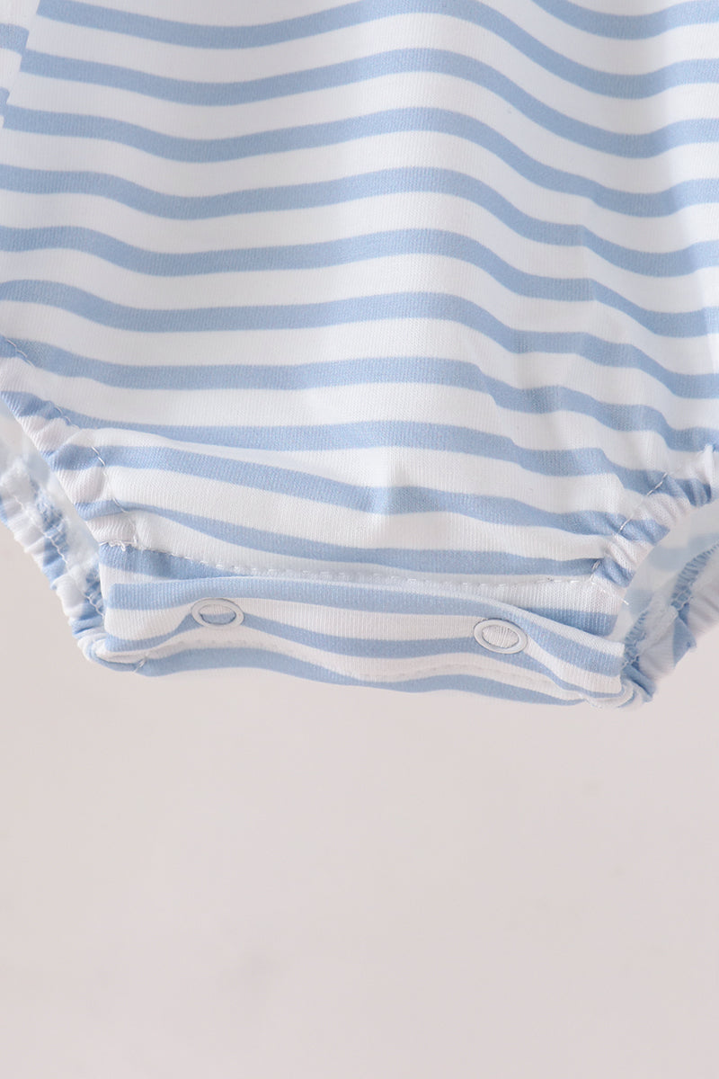 Navy Deer Embroidery Stripe Bubble