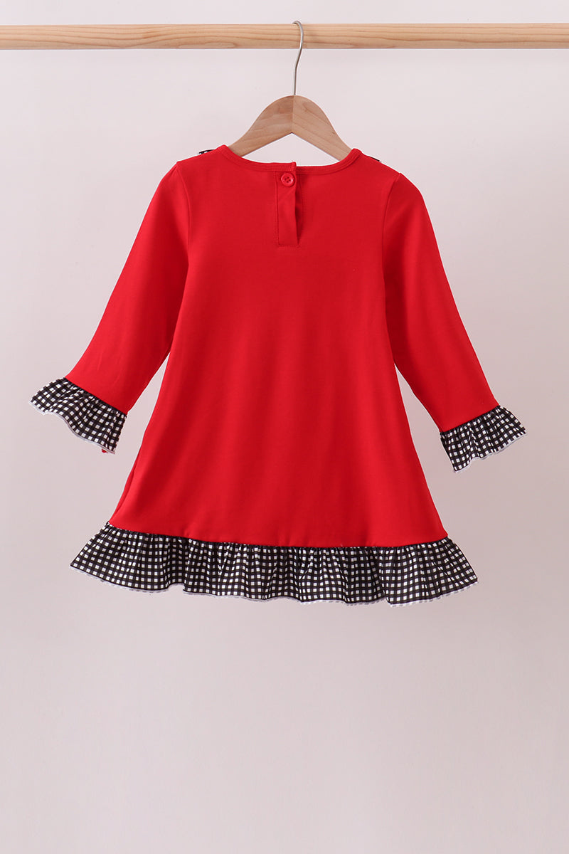 Red Georgia Embroidery Ruffle Dress