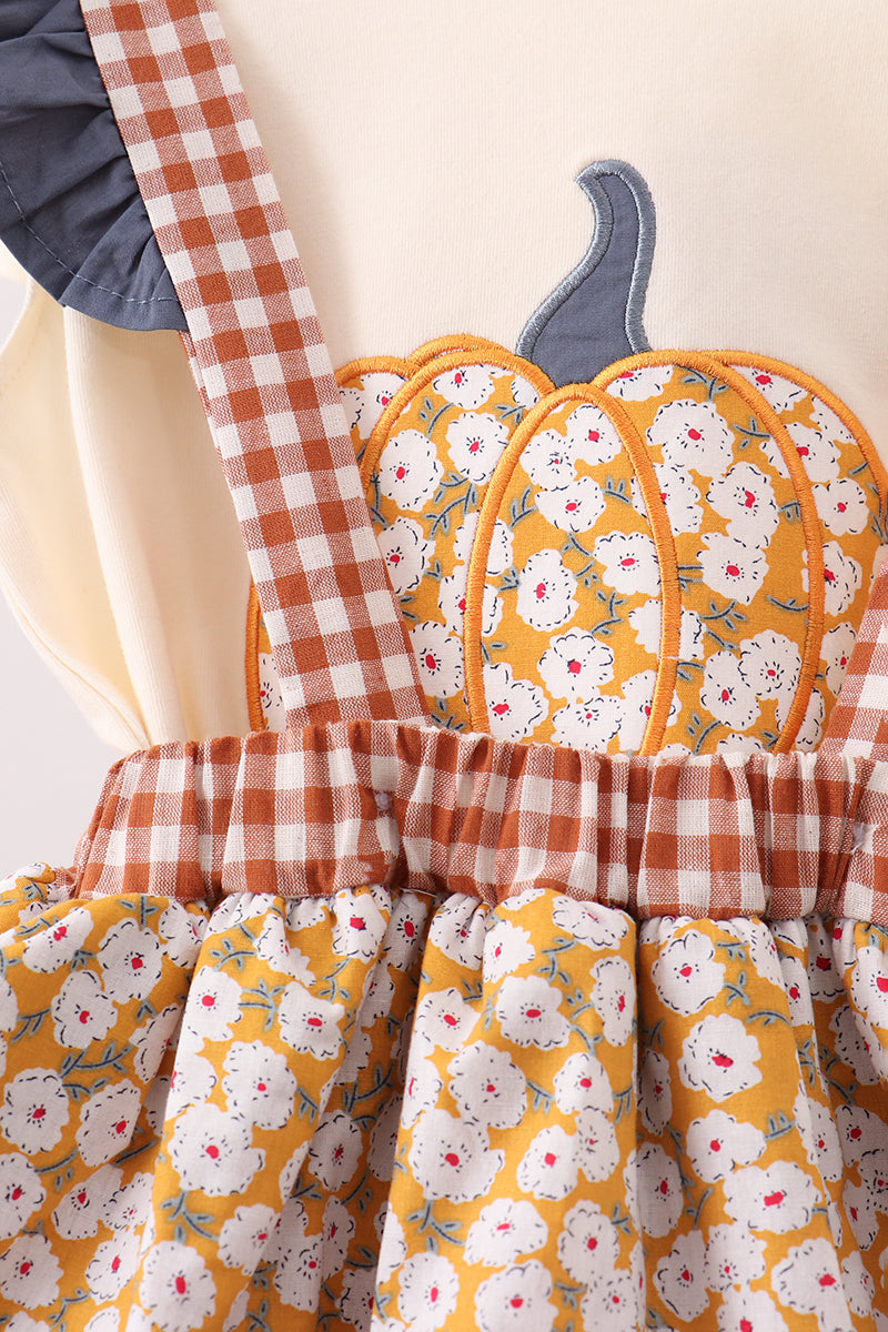 Pumpkin Floral Ruffle 2pc Set