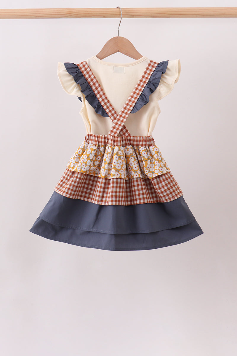 Pumpkin Floral Ruffle 2pc Set